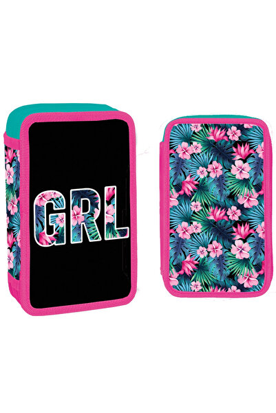 OEM Equipped pencil case, 2 zippers, 29 pieces, GRL