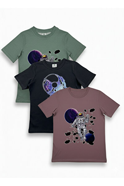theCactus Textile Kısa Kollu Penye Erkek Çocuk Tişört 3'lü Set