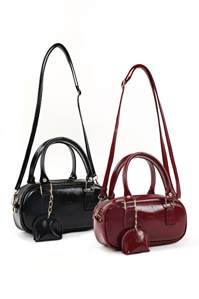 SHAKA Crinkle Textured Black/Crinkle Textured Burgundy Shk295 Faux Leather, 2...