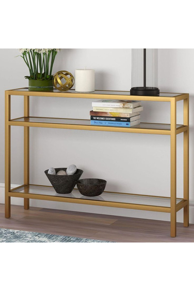 genric طاولة كونسول زجاجية فاخرة من ثلاثة أرفف من ونيدكور - طاولة جانبية مجمع...