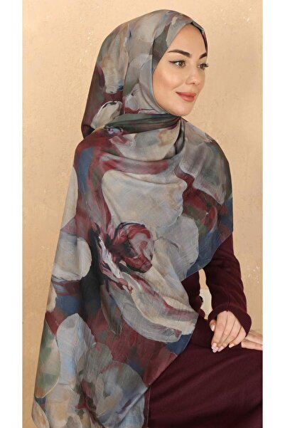 locella Desenli Kraş Şal Lacivert Bordo