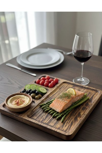 SAMMWOOD Natural Wooden Cheese Serving Board, Breakfast Plate, Breakfast Tray
