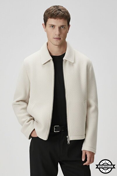 KOCCİ BUTİK Zra Trendy Casual Fit Men's Short Cashmere Coat Jacket