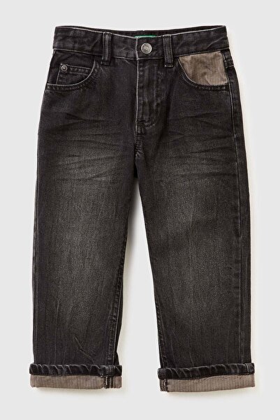 United Colors of Benetton Pantaloni din denim gri pentru bărbați, cu logo bro...