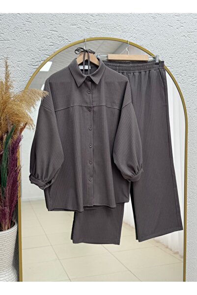 MİHRA STORE Behin Shirt with Embellishments on the Front Piped I Dubai Trouse...