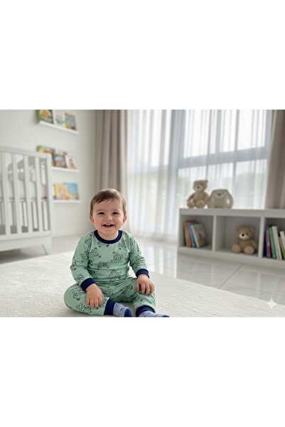 gültekin bebe Miniworld Erkek 6-24 Aylık Ayıcık Baskılı Sıfır Yaka Pijama Tak...