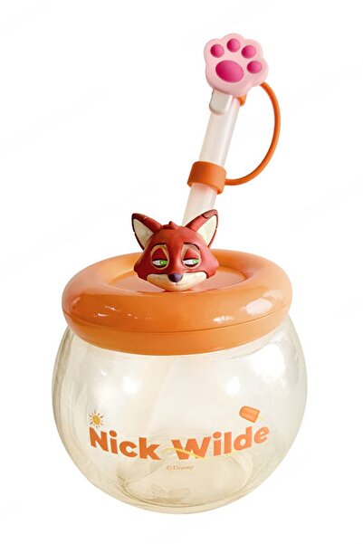 Disney Zootropolis Lisanslı Pipetli Plastik Su Kabı 600 ml (Nick)