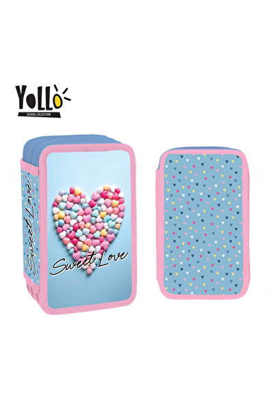 YOLLO Fitted pencil case, 3 zippers, 38 pieces, SWEET LOVE