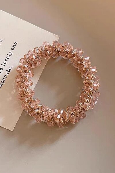 TAKIŞTIR Pembe Renk Taşlı Lastik Toka