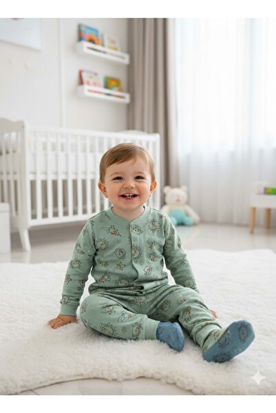 gültekin bebe Miniworld Erkek 6-24 Aylık Uzay Baskılı Çıtçıtlı Pijama Takımı-...