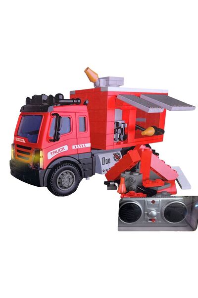 JPT Autospecială de pompieri JIQU RC cu blocuri și telecomandă