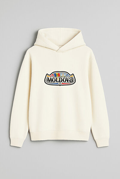 MODA Παιδικό φούτερ με κουκούλα Moldova Written με τύπωμα Ecru