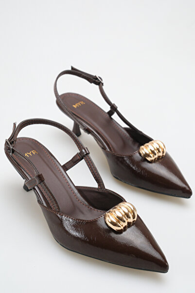 meyra'nın ayakkabıları Women's Buckle Detailed Heeled Shoes Bitter Brown Yanki