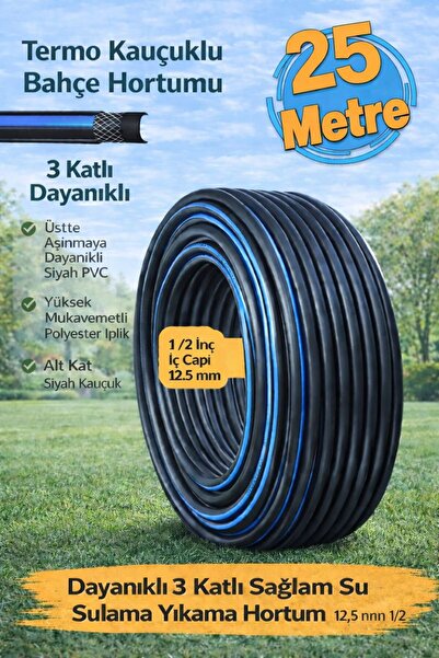 plant-home Termo gumeni vrtni crevo 25 metara 3-slojno izdržljivo crevo za na...