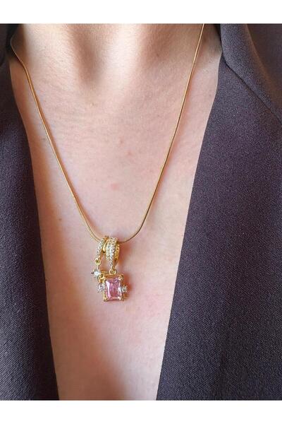 Bohan Accessories Pembe Taşlı Çoklu Charm Kolye