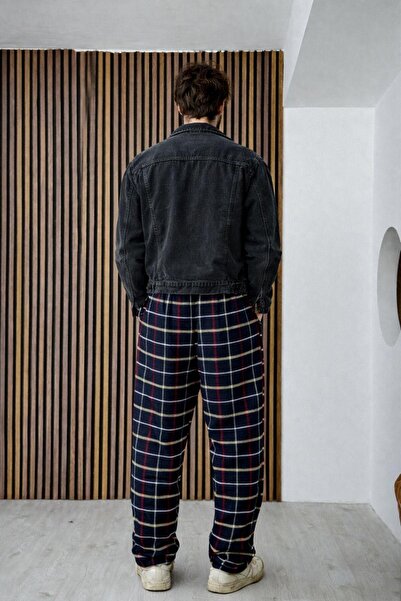 RE7EDİ Larci̇vert Red White Plaid Fabric Trackpants Unisex