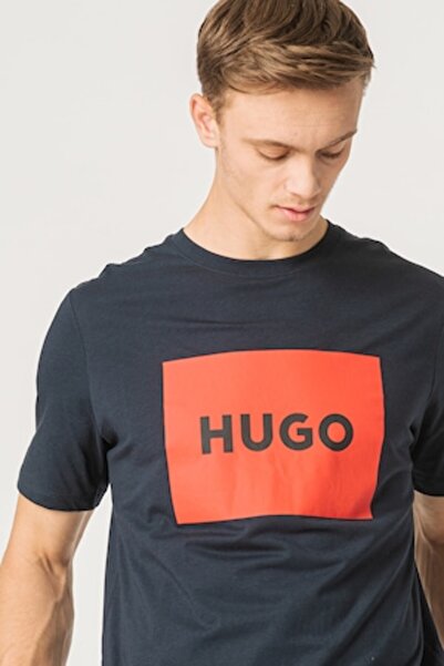 HUGO Tricou Regular Fit cu Logo Imprimat Dulive, Roșu/Bleumarin