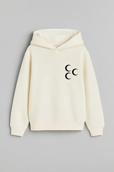 MODA 3 полумесец османско знаме отпечатано екрю детско суитшърт с качулка