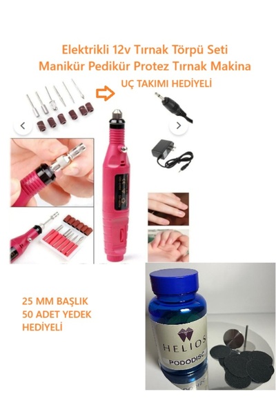 Helios Elektrikli 12v Tırnak Törpü Seti Manikür Pedikür Protez Tırnak Makina ...