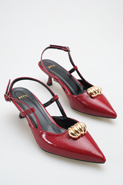 meyra'nın ayakkabıları Women's Buckle Detailed Heeled Shoes Burgundy Yanki