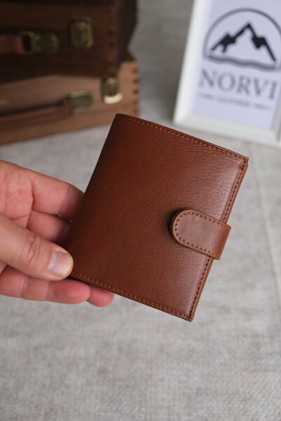 Norvi Leather Genuine Leather Wallet with Snap Fastener Zipper and Coin Compa...