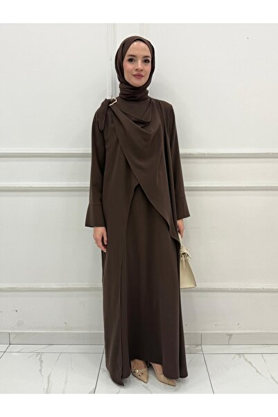 NS Moda Hijab Nur Dress Brown-Model 566