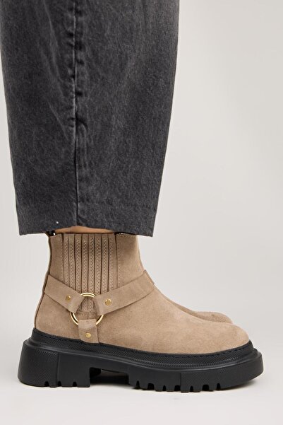 Manijero Tessa Women's Genuine Leather Mink Boots with Elastic Ring Accessories