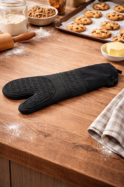 Rivorn Silikon Fırın Eldiveni Siyah (SLK-ELDS) – 230°C Isıya Dayanıklı, Asma ...