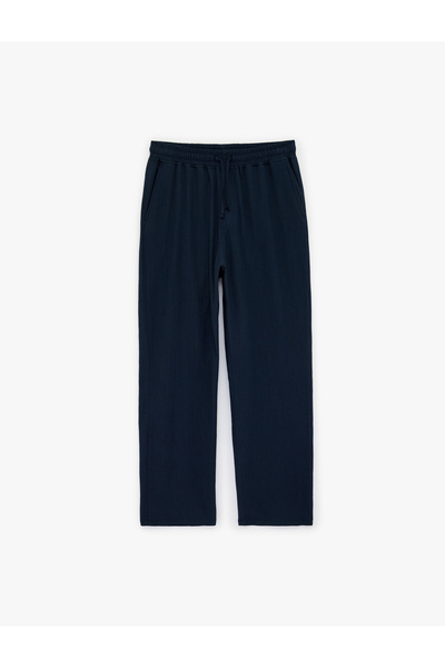 Koton Regular Fit Pocketed Crinkle Waist Lace-Up Chino Trousers