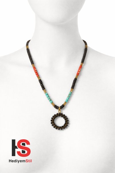 HediyemStil Modern Ethnic Bead Necklace (with Ring Figure)