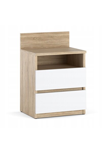 Other Noptieră, Noptieră, Stejar, Sonoma, Alb, 40cm, 2S, Raft, Mobilier Dormitor