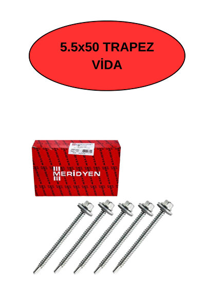 NVT YAPI İNŞAAT Meridyen Çatı Vidası 5.5X50 mm Matkap Uçlu Trapez Sac Vidası ...