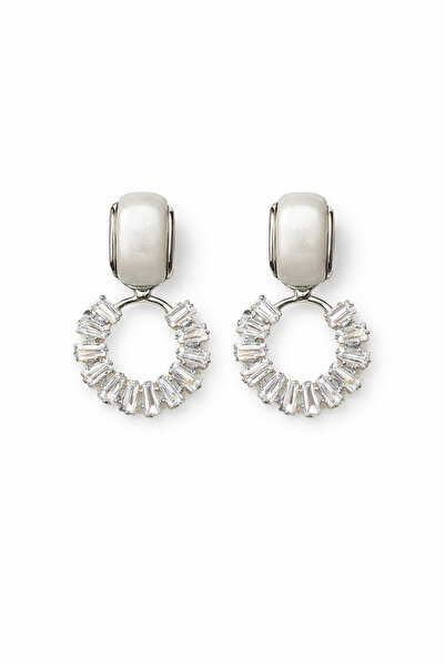 PABALAS Women's Silver Color Stone Ring Dangle Stylish Earrings