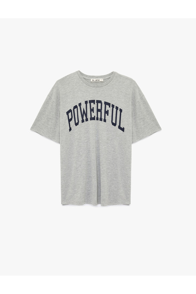 Koton Tricou sport oversize cu mânecă scurtă cu decolteu și imprimeu