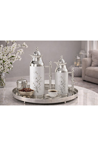 REFAN Silver serving thermos set adorned with a cherry blossom pattern 🌸 | A...