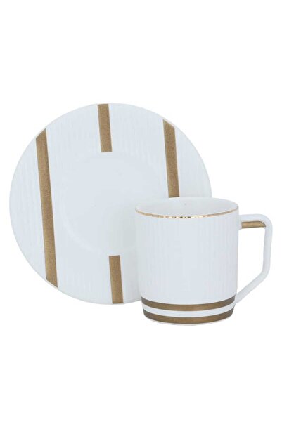 Generic Al Saif Gallery porcelain coffee cup set, 12 pieces, saucer - white