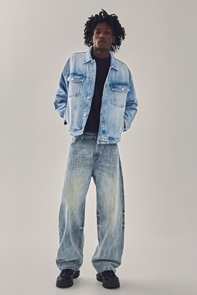 Bershka İşlemeli süper baggy fit jean