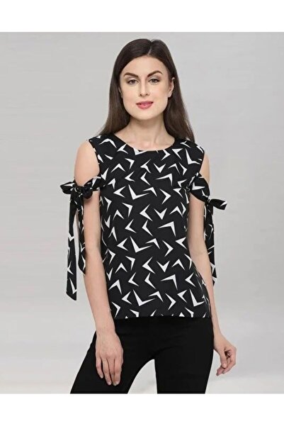 iza Black and White Colored Printed Crepe