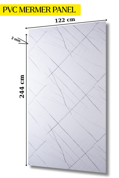 DECOALA PVC Mermer Görünümlü Duvar Paneli 122x244 cm (2 Adet)- Dekoratif Su G...