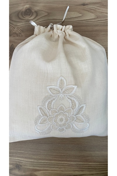 Acurmans Terlik-Ayakkabı Çamaşır Kesesi Fransız Danteli Detaylı ( Kapuçino Li...