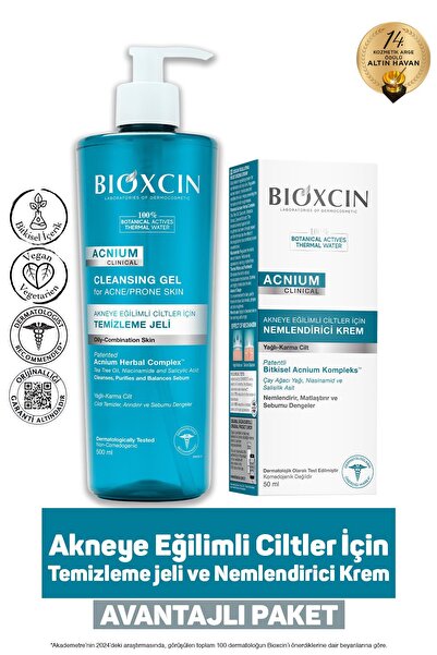 Bioxcin Acnium Sebum Dengeleyici Nemlendirici Krem 50 ml + Acnium Yüz Yıkama ...