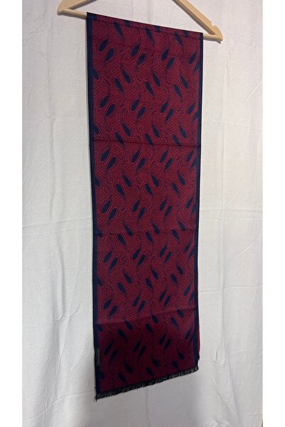 Dervişan İpekçilik Bordo Lacivert Desenli Kaşmir Şal/Atkı