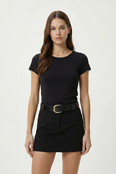 Lovelyİstanbul Basic Sandy Knitted T-Shirt Lze0009 Black