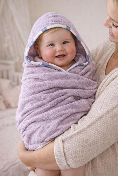 Alpar Tekstil Outlet Cotton Girl-Boy Newborn-Baby Bath Towel Swaddle Solid/Lilac