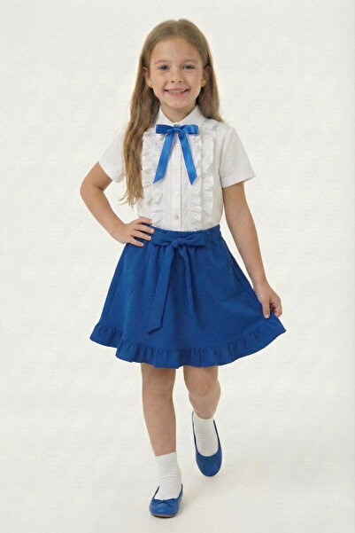 FATELLA Момичешка блуза с панделка, волани и джобове, пола с волани 23 април ...