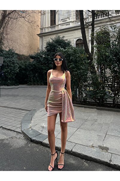 Bak'ap Premium Trend Reflective Sequin Mini Evening Dress