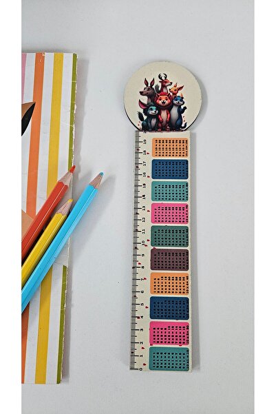 İmpivo Orman Hayvanları Figürlü Ahşap Cetvel – Çarpım Tablolu Eğitici Cetvel