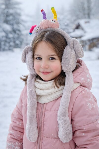 TAKIŞTIR Gri Renk Canavar Figürlü Kulakları Oynayan Peluş Kulaklık