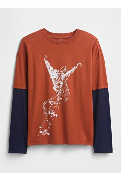 GAP Tricou roșu pentru bărbați și băieți, cu imprimeu grafic relaxat, cod mod...