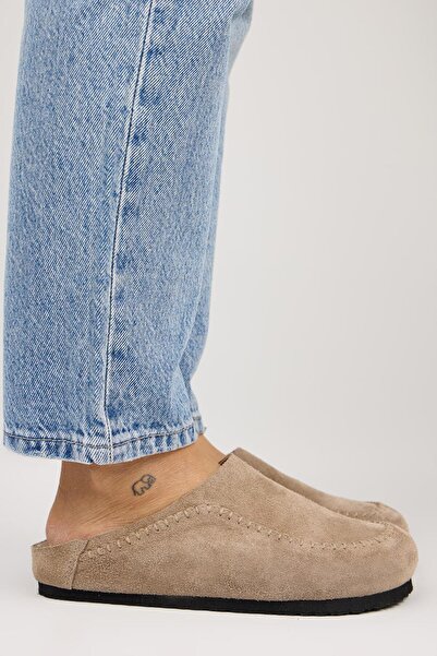 Manijero Nitsa Women's Genuine Leather Flat Sabo Mink Slippers